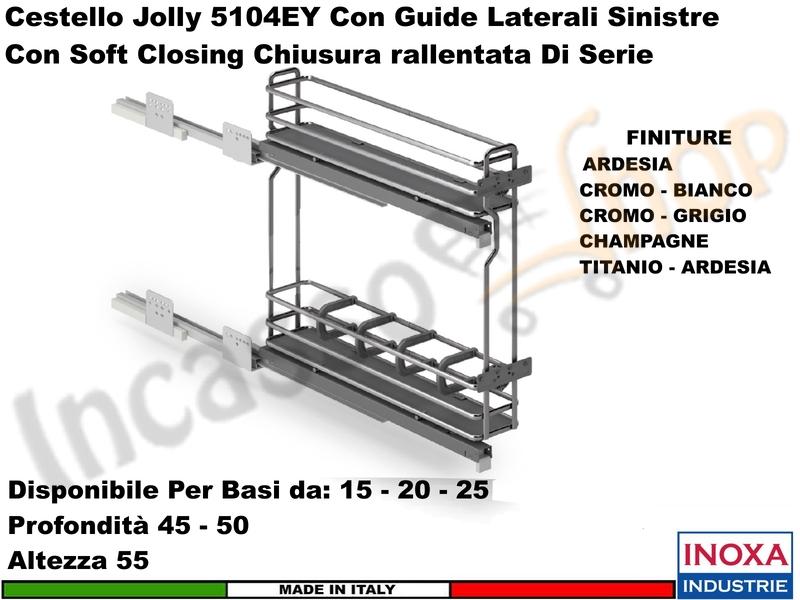 Carello Jolly Estraibile INOXA 5104EY/25-45 Guide Grass Base 25 Prof 45