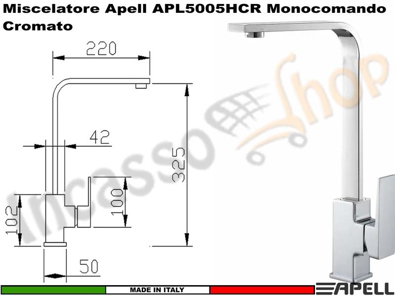 Miscelatore Rubinetto Monocomando APELL APL5005HCR Canna Alta Cromato