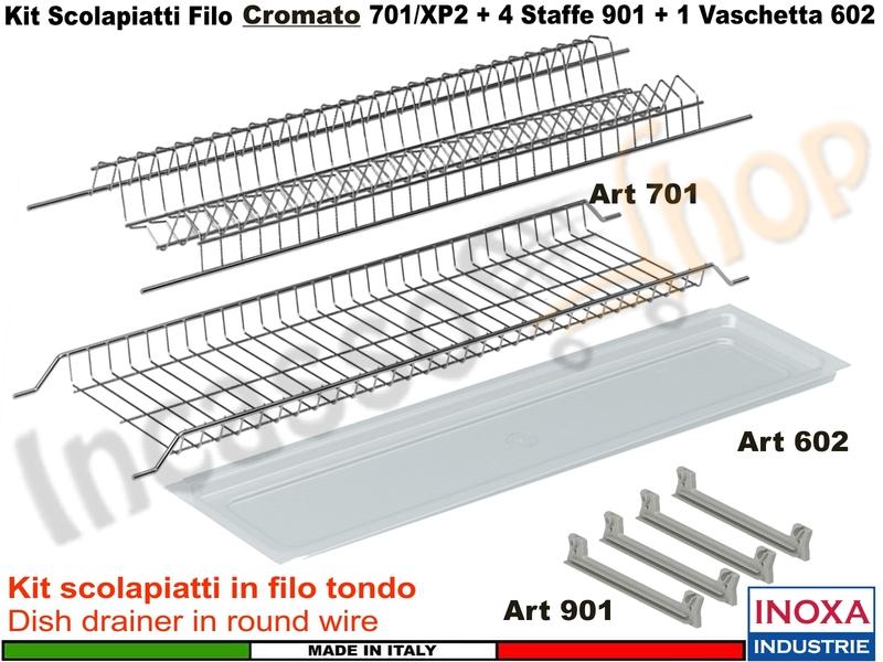 Kit Scolapiatti Zincato 75 701/75ZGP2 + 2 Staffe 901 + 1 Vaschetta 602