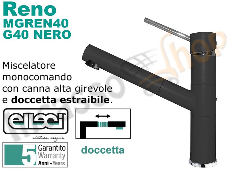 Miscelatore Reno Doccetta Estraibile Granitek G40 Nero