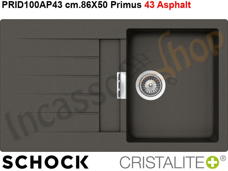 Lavello Cucina da Incasso Primus D100 cm.86X50 Cristalite® 43 Asphalt