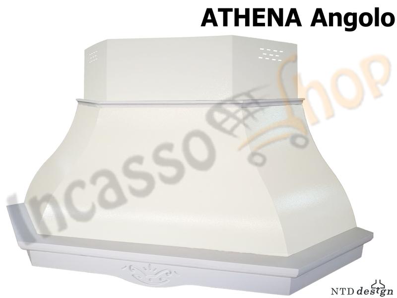 Cappa Angolo 103X103 Con Trave Legno Massello Scolpita Frassino Grezzo
