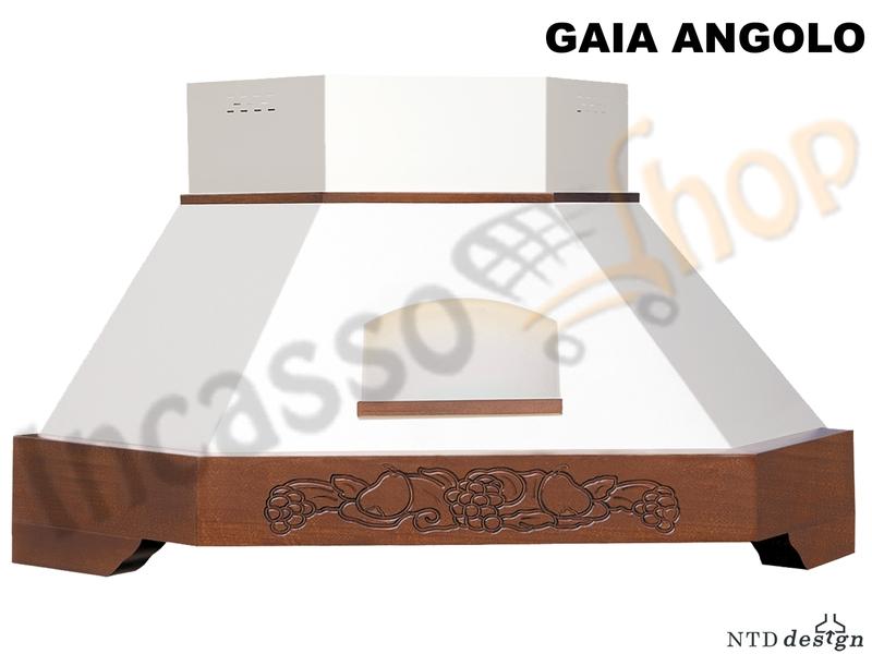 Cappa Angolo 103X103 Con Nicchia e Trave Legno Frassino Verniciato