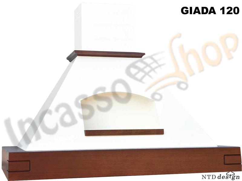 Cappa Angolo Giada 103X103 Con Trave Legno Massello Tiglio Verniciato