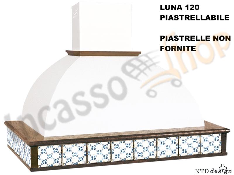 Cappa Parete Rustica 120 Con Trave Piastrellabile Legno Frassino Grezzo