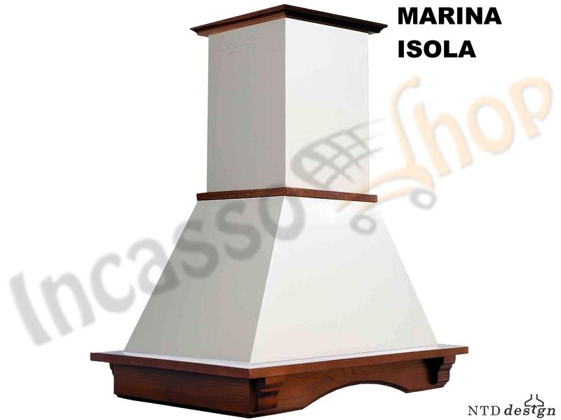Cappa Isola Rustica Marina 90X60 Con Trave Legno Massello Frassino Grezzo
