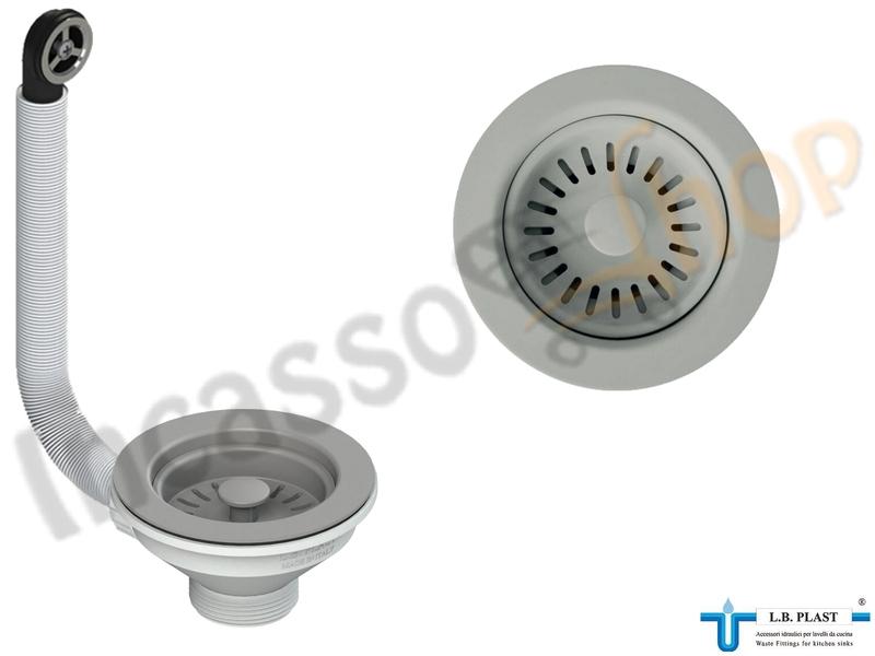 Piletta Basket 3"½ Ø11,4 D670-CL Multi Ray C/Troppo Pieno Tappo Cestello Ø 7,9 Grigio