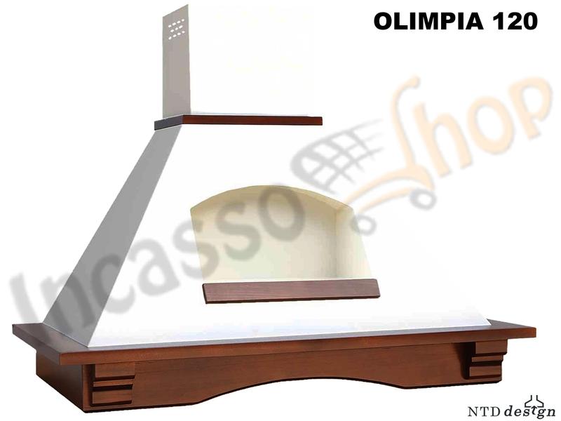 Cappa Parete Rustica 120 Con Nicchia e Trave Legno Frassino Grezzo