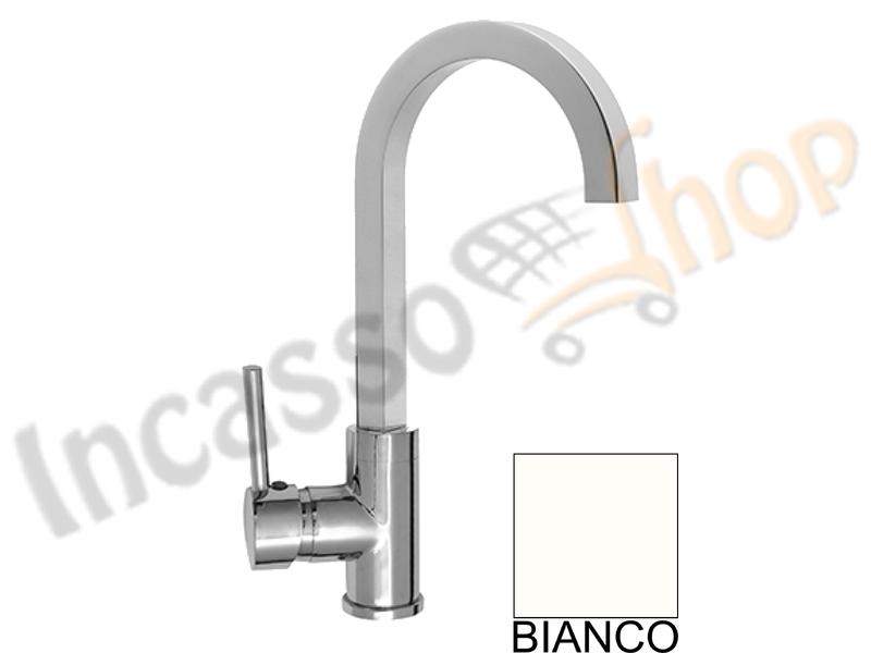 Rubinetto Miscelatore Water Stone Bernini Canna Quadra Alta Bianco