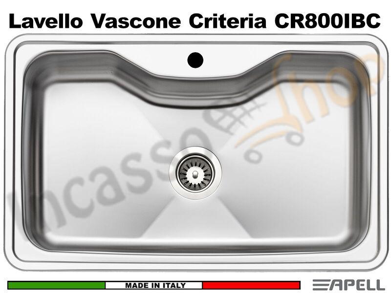 Lavello Apell Criteria Acciaio Spazzolato cm. 80X50 1 Vascone