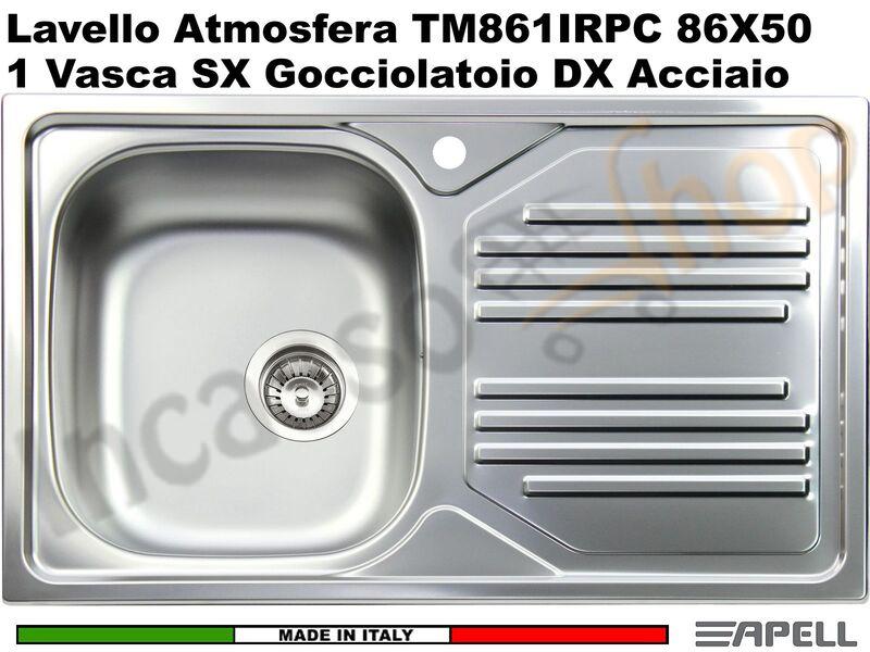 Lavello Atmosfera cm. 86x50 1 Vasca SX e Gocciolatoio DX