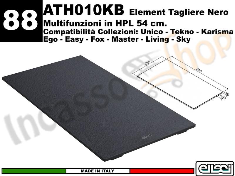 Accessorio 88 ATH010BK Element Tagliere Multifunzioni HPL Sliding Nero