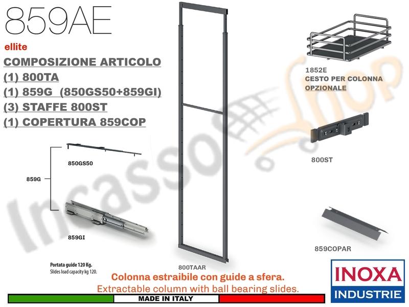 Colonna Dispensa Estraibile ELLITE 859AE Min 186 Max 218,5 Larg.15
