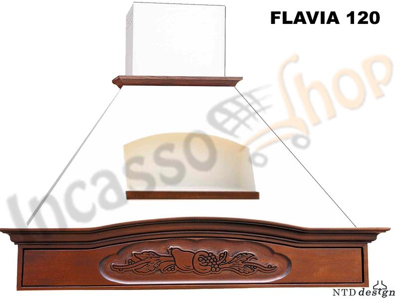 Cappa Angolo 103X103 Con Nicchia e Trave Legno Frassino Verniciato
