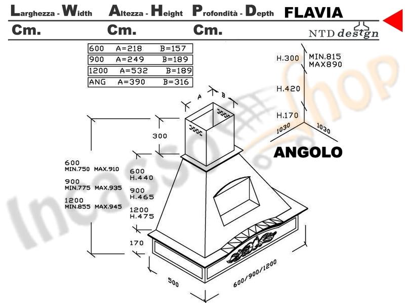 Cappa Angolo 103X103 Con Nicchia e Trave Legno Frassino Grezzo
