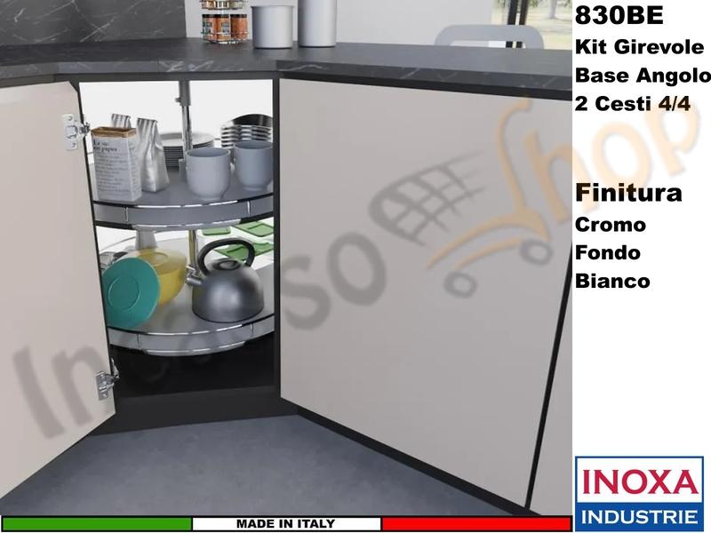 Cestello Girevole Tondo 2 Cesti x Base Min.80X80 Cromo Cesto Bianca