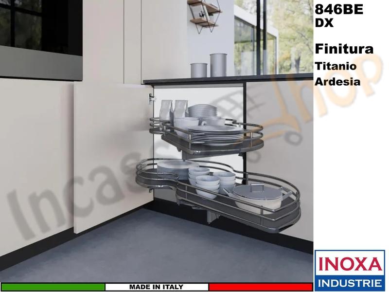 2 Ripiani Girevoli Angolo 100X60 Anta 50 DX Struttura Titanio Ripiano Ardesia