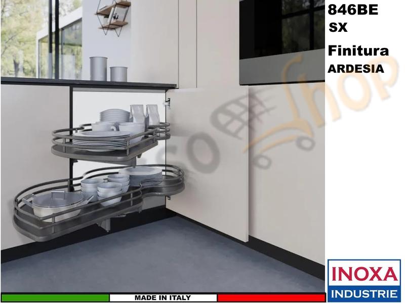 2 Ripiani Girevoli Angolo 100X60 Anta 50 SX Struttura Ardesia Ripiano Ardesia
