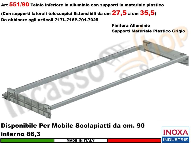 Telaio Alluminio 551/90GXP1 Scolapiatti 90 Interno 86,3