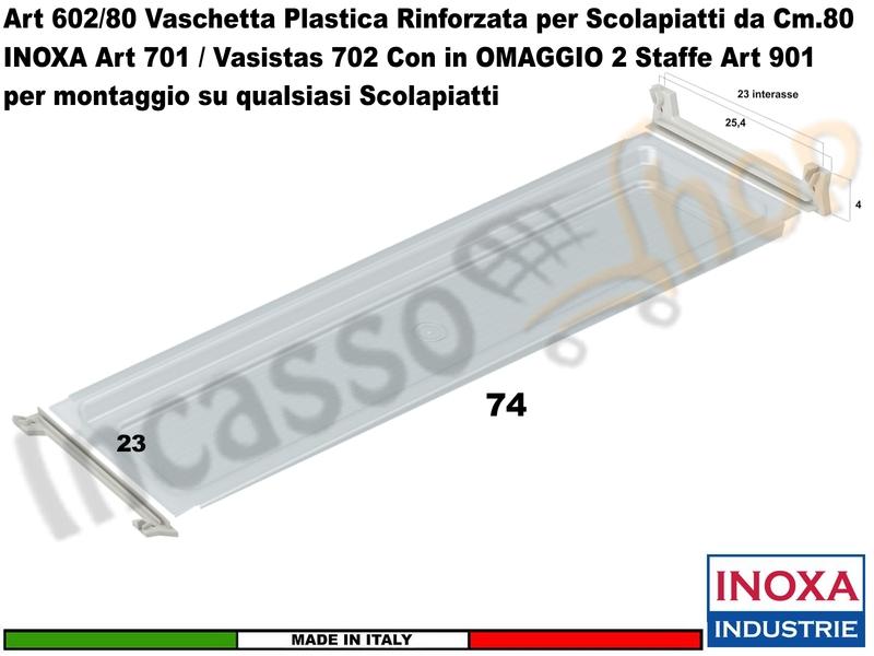 Vaschetta Raccogligocce Trasparente INOXA 602/80TR Per Scolapiatti da 80 + 2 901