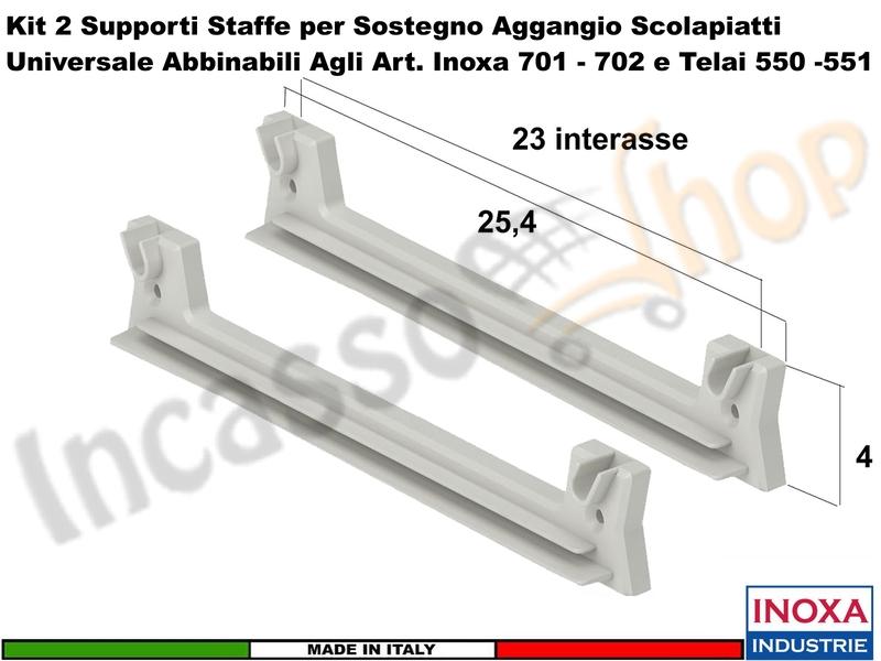 2 Staffe 901 Supporto Plastica Rinforzata Scolapiatti Inoxa Ricambio Universale