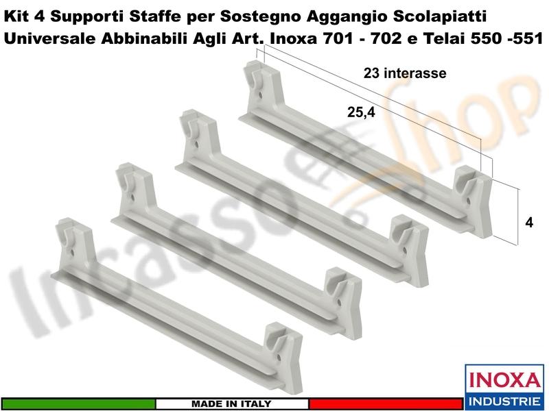 4 Staffe 901 Supporto Plastica Rinforzata Scolapiatti Inoxa Ricambio Universale