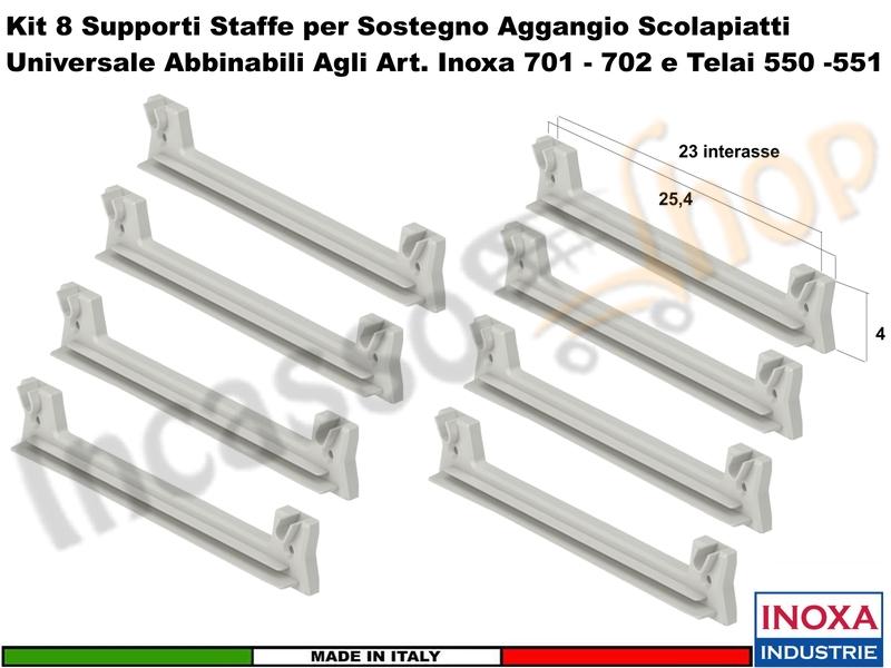 8 Staffe 901 Supporto Plastica Rinforzata Scolapiatti Inoxa Ricambio Universale