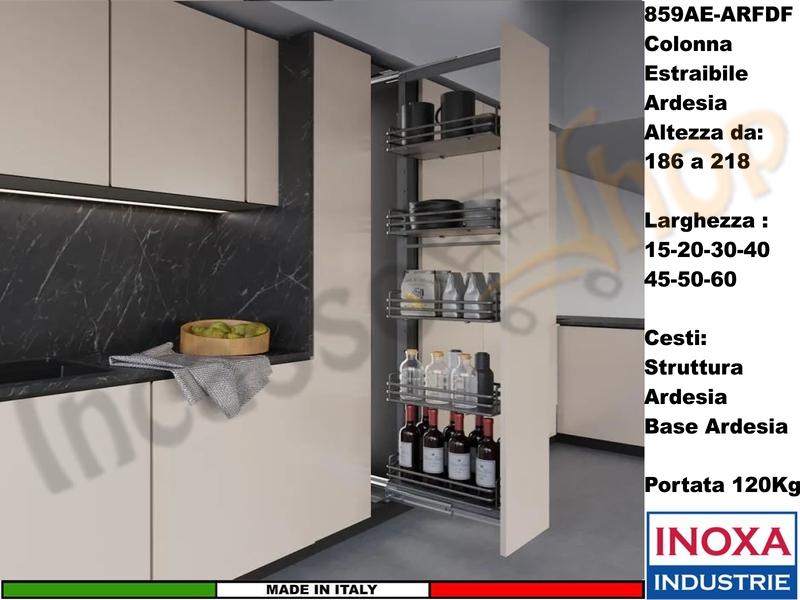 Colonna Dispensa Estraibile da 20 ELLITE 859AE Ardesia e 5 Cesti Ardesia