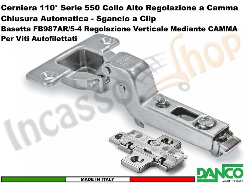 Cerniera Clip Danco F55080C44 Automatica 110° Collo Alto + Basetta 987 Zama