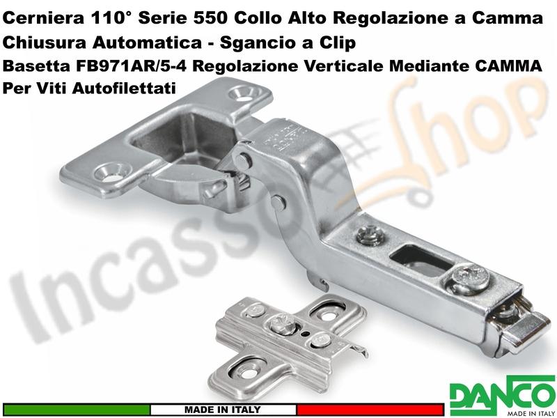 Cerniera Clip Danco F55080C44 Automatica 110° Collo Alto + Basetta 971 Acciaio