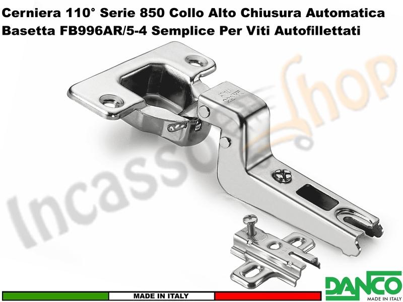 Cerniera Danco F850080C44 Automatica 110° Collo Alto + Basetta 996 Acciaio