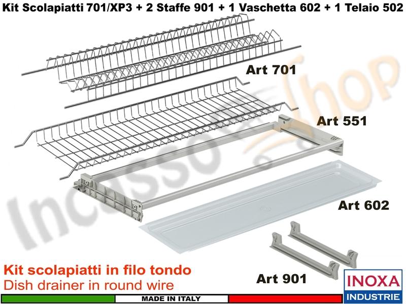 Kit Scolapiatti 80 701/80XP3 + 2 Staffe 901 + 1 Vaschetta 602 + 1 Telaio 502