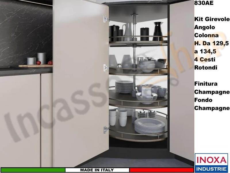 Cestello Girevole Tondo 4 Cesti Struttura Champagne Base Ripiano Champagne