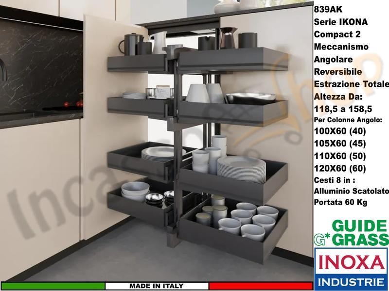 Compact 2 IKONA 839AK/40 Colonna 100X60 Estrazione Totale Reversible Cesti Scegli Colori