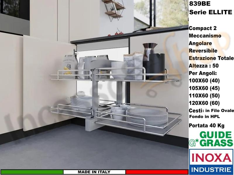 Compact 2 839BE/40 Angolo Base 100X60 Estrazione Totale Reversible+Cesti Scegli Colori