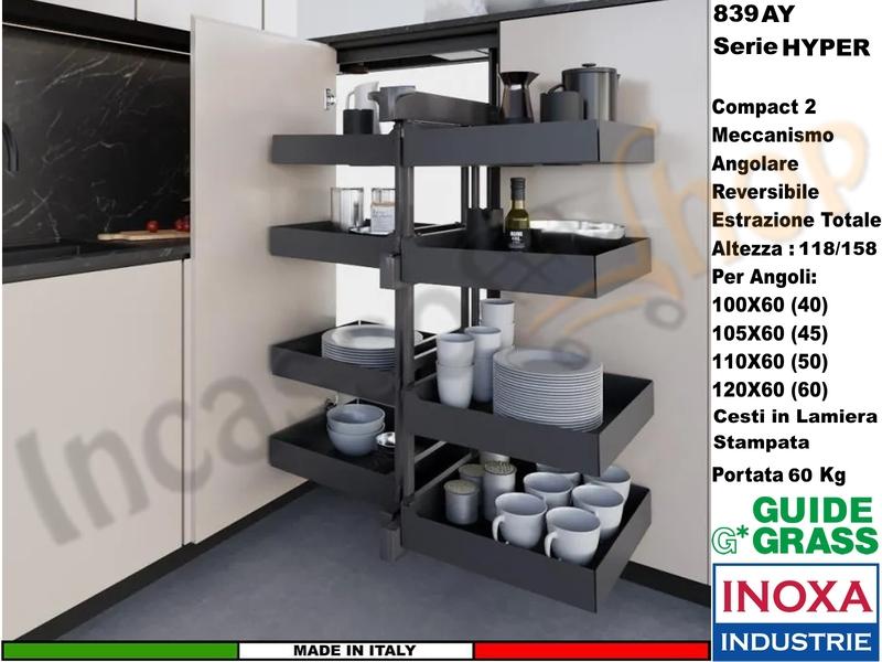 Compact 2 HYPER 839AY Estrazione Totale Reversible 4 Cesti Ardesia Scegli misura