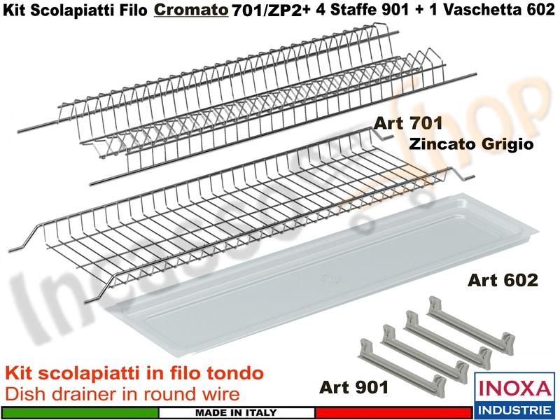 KIT Scolapiatti  Acciaio Cromato da Incasso 56-76-86 cm per Pensile da 60-80-90