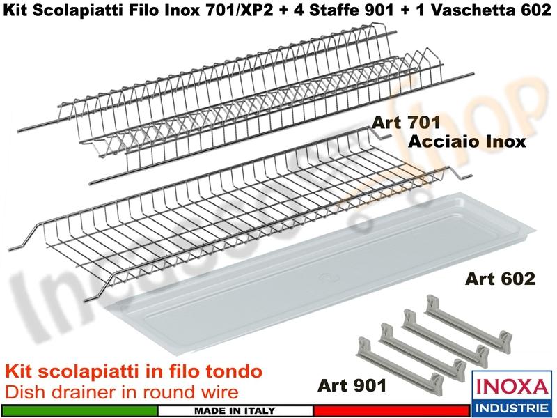 Kit Scolapiatti 701/45 Acciaio Pensile 45 Interno 40,5 4 Staffe Vaschetta Plast