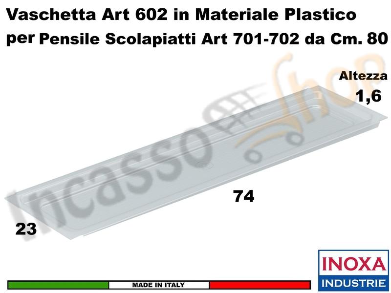 Vaschetta Raccogligocce Trasparente INOXA 602/80 Per Scolapiatti da 80 Interno 74