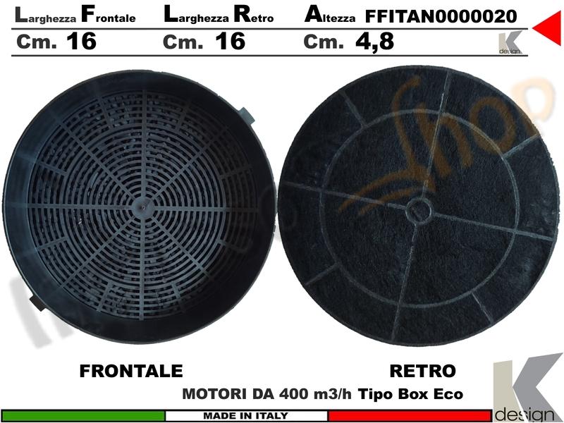 Coppia Filtri Carbone Attivo Ø 16 H 4,8 modelli con motore 400 m3/h mod. Box Eco