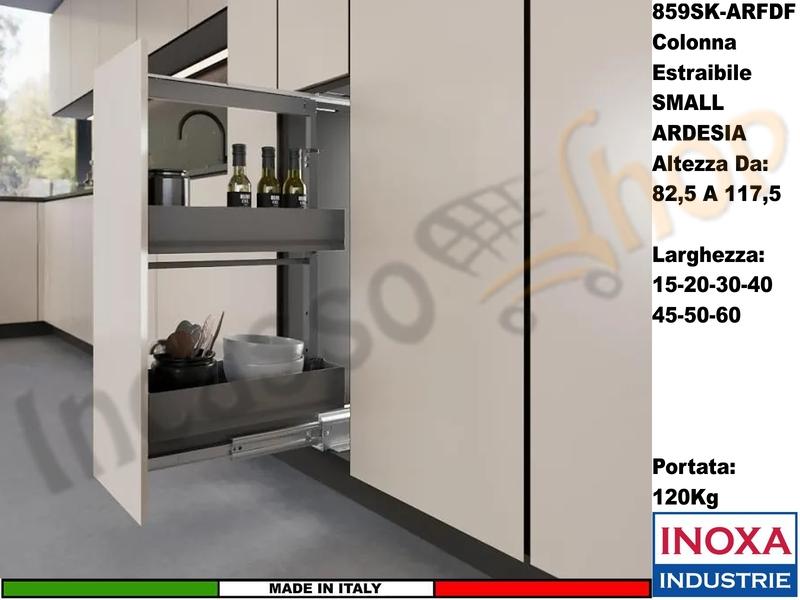 Colonna Dispensa Largh.30 859SK/30 H.da 82,5 a 117,5 Ardesia e 2 Cesti Ardesia