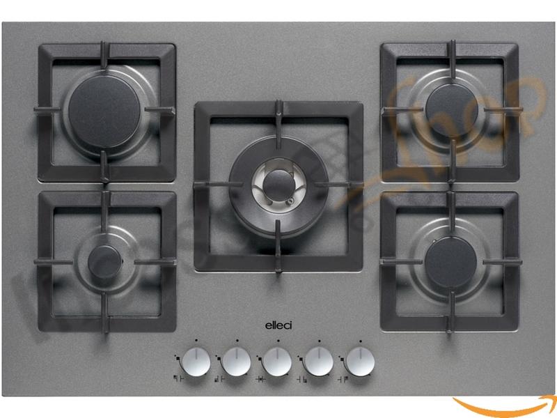Piano Cottura cm. 75 Titanium Plano 5 Fuochi Gas Griglie in Ghisa