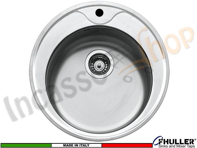FHPI5103 Lavello Incasso Tondo 1 Vasca Ø 51 Acciaio Inox Cucina Piletta 3 pollici