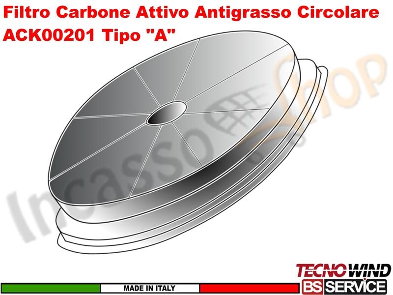 KIT 10 Filtri Carbone Attivo Antigrasso Circolare ACK00214 Tipo "A"
