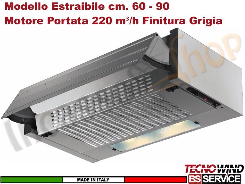 Cappa ESTRAIBILE Gruppo Incasso 60 Sottopensile K104R0076 Motore 220 m³/h Cla. D