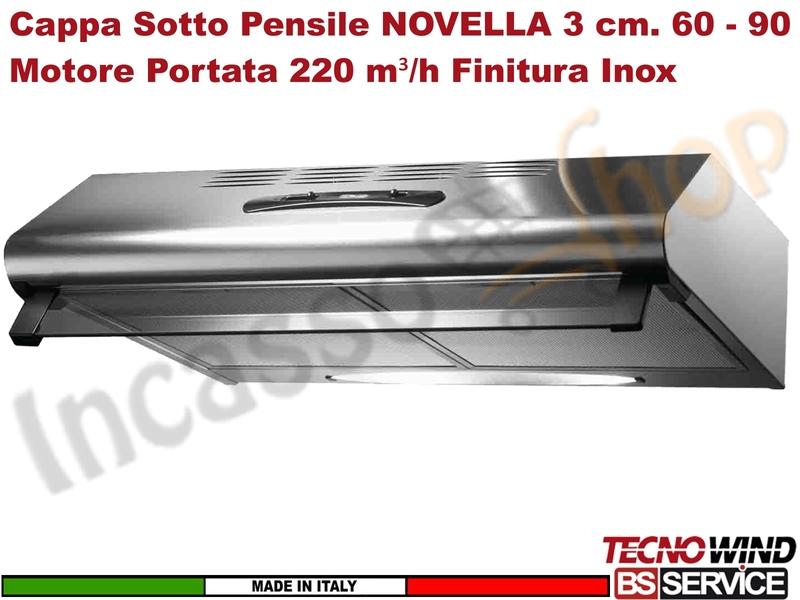 Cappa Incasso Sotto Pensile 90 NOVELLA 3 K002R0655 Motore 220 m³/h Classe C