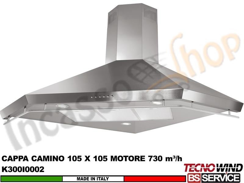 Cappa Parete Angolare ANGOLO CAMINO K300I0002 105 X 105 Inox Motore 730 m³/h