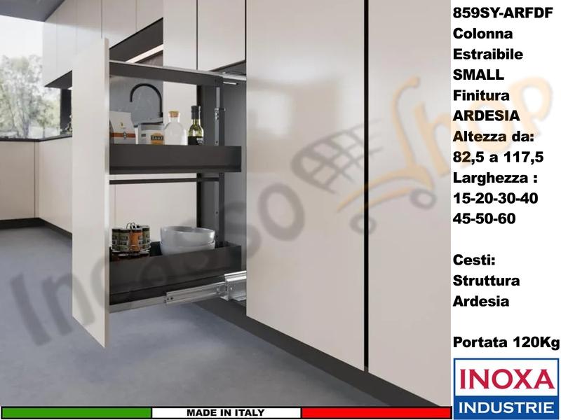 Colonna Dispensa SMALL HYPER 859SY da 82,5 a 117,5 Ardesia + 2 Cesti 15-20-30-40-45-50-60