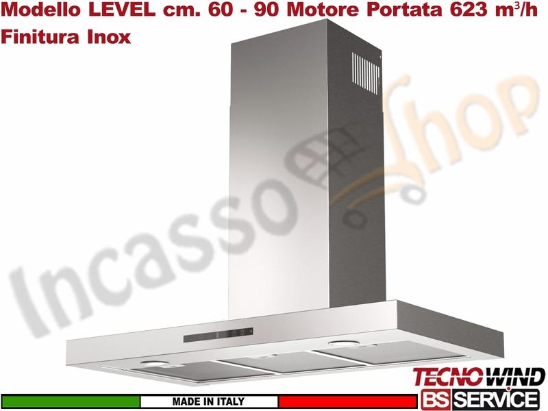 Cappa Parete a T 60 Tecnowind LEVEL MID PLUS INOX K326I0043 Motore 623 m³/h