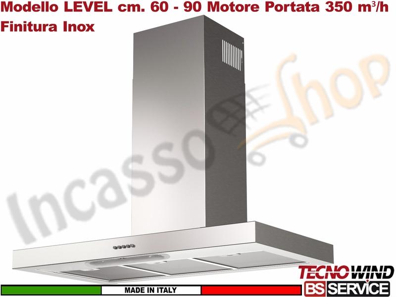 Cappa Parete a T 90 Tecnowind LEVEL BASIC INOX K326I0041 Motore 350 m³/h Class.D